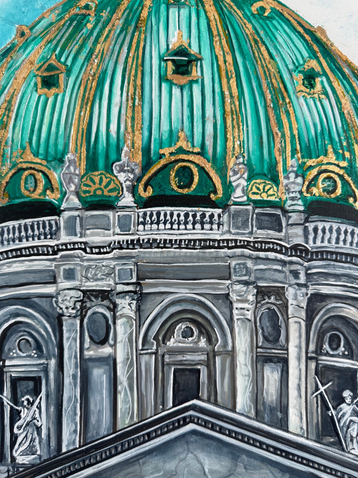 Copenhagen Crown” — Original Painting with 24K Gold Leaf