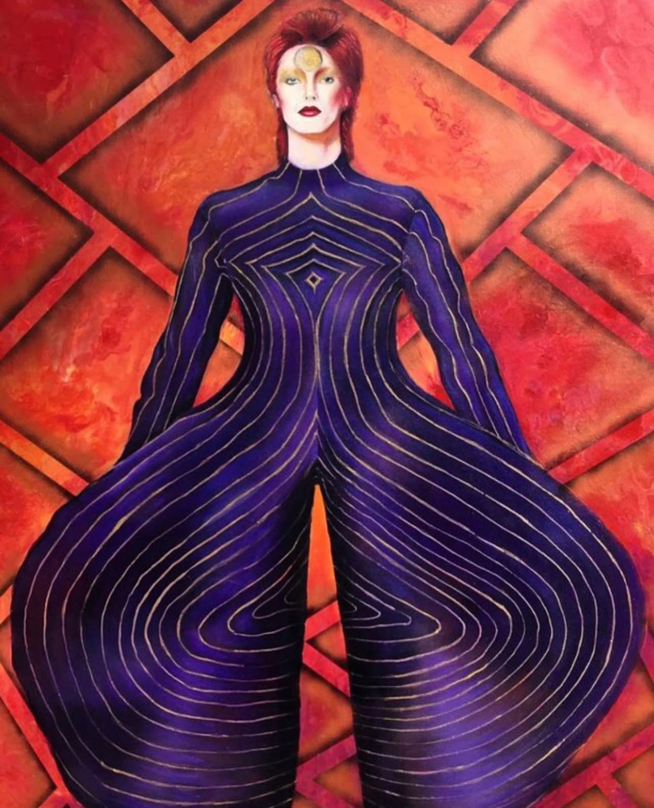 “BOWIE LIGHTNING” -Blacklight Original Oil Painting