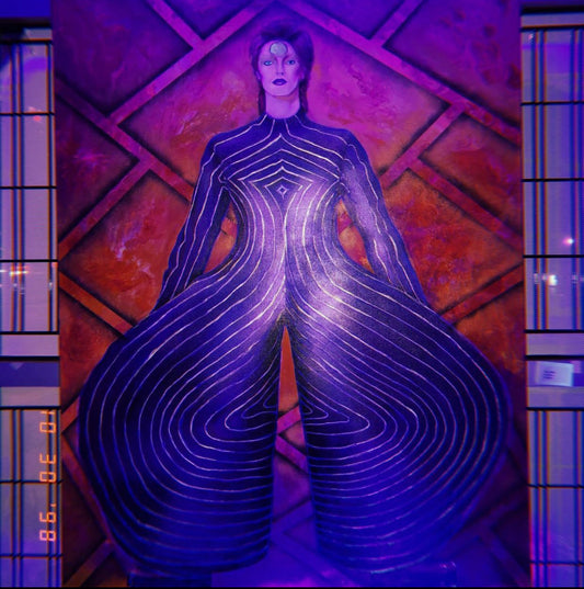 “BOWIE LIGHTNING” -Blacklight Original Oil Painting