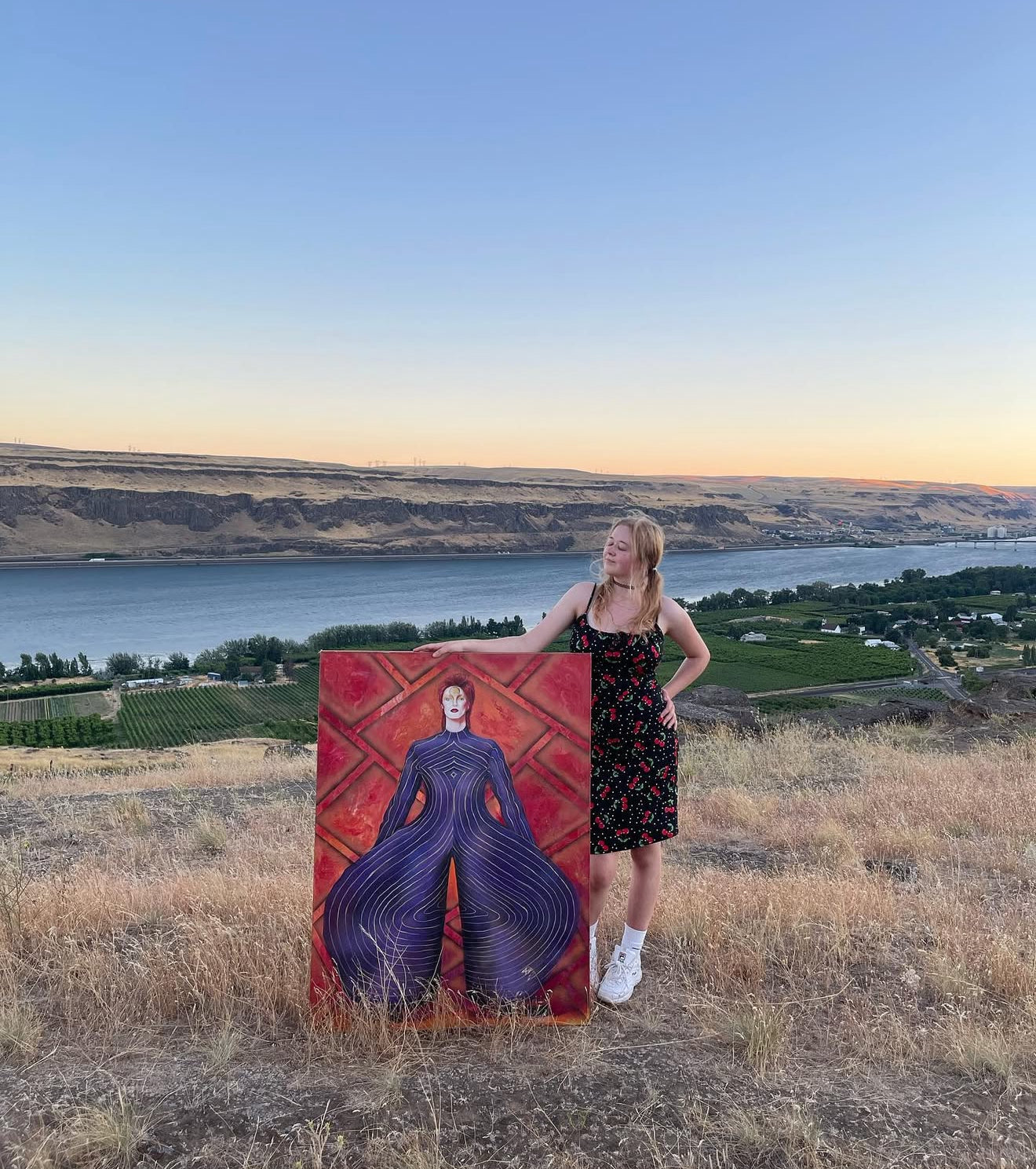 “BOWIE LIGHTNING” -Blacklight Original Oil Painting