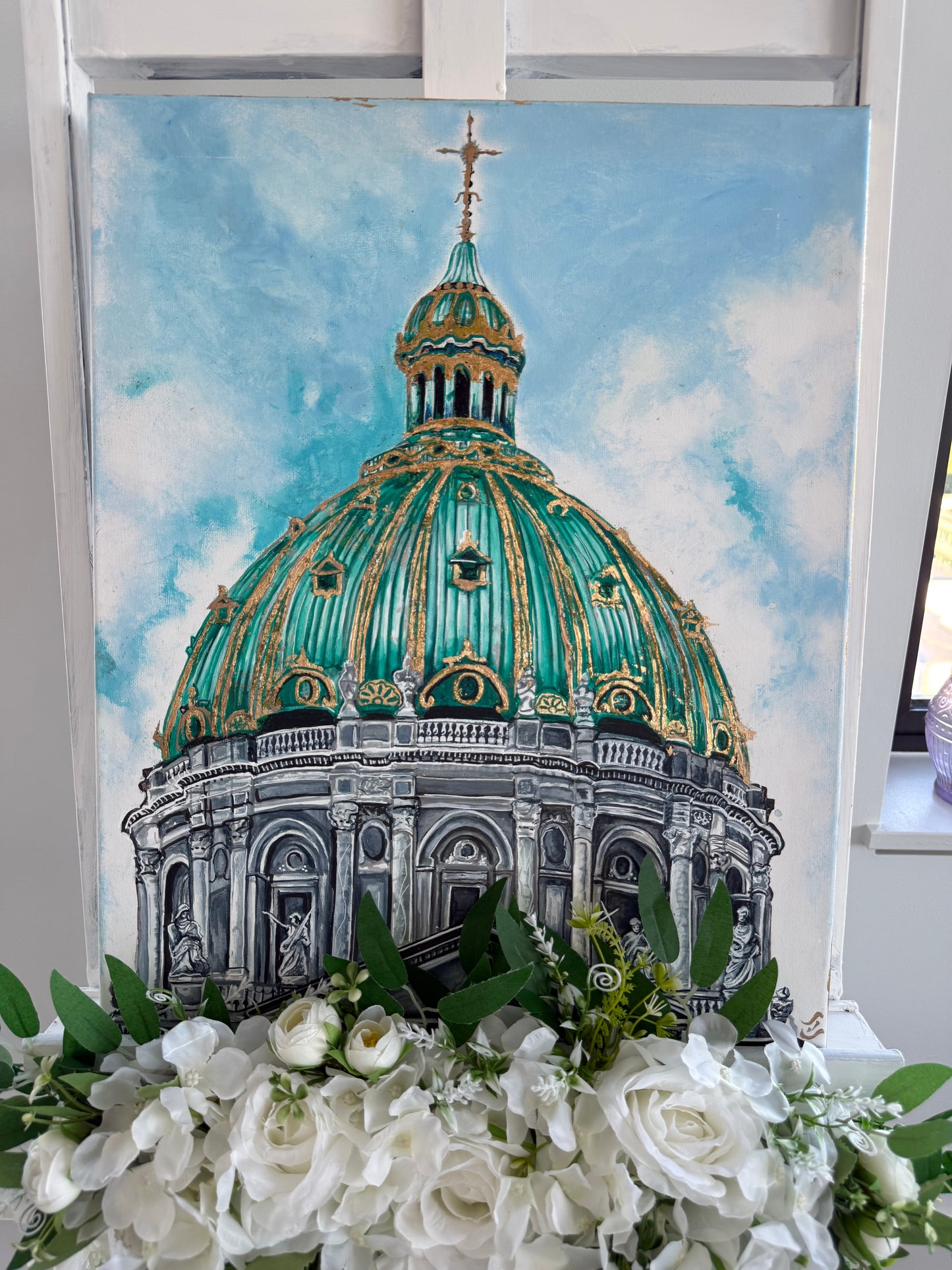 Copenhagen Crown” — Original Painting with 24K Gold Leaf