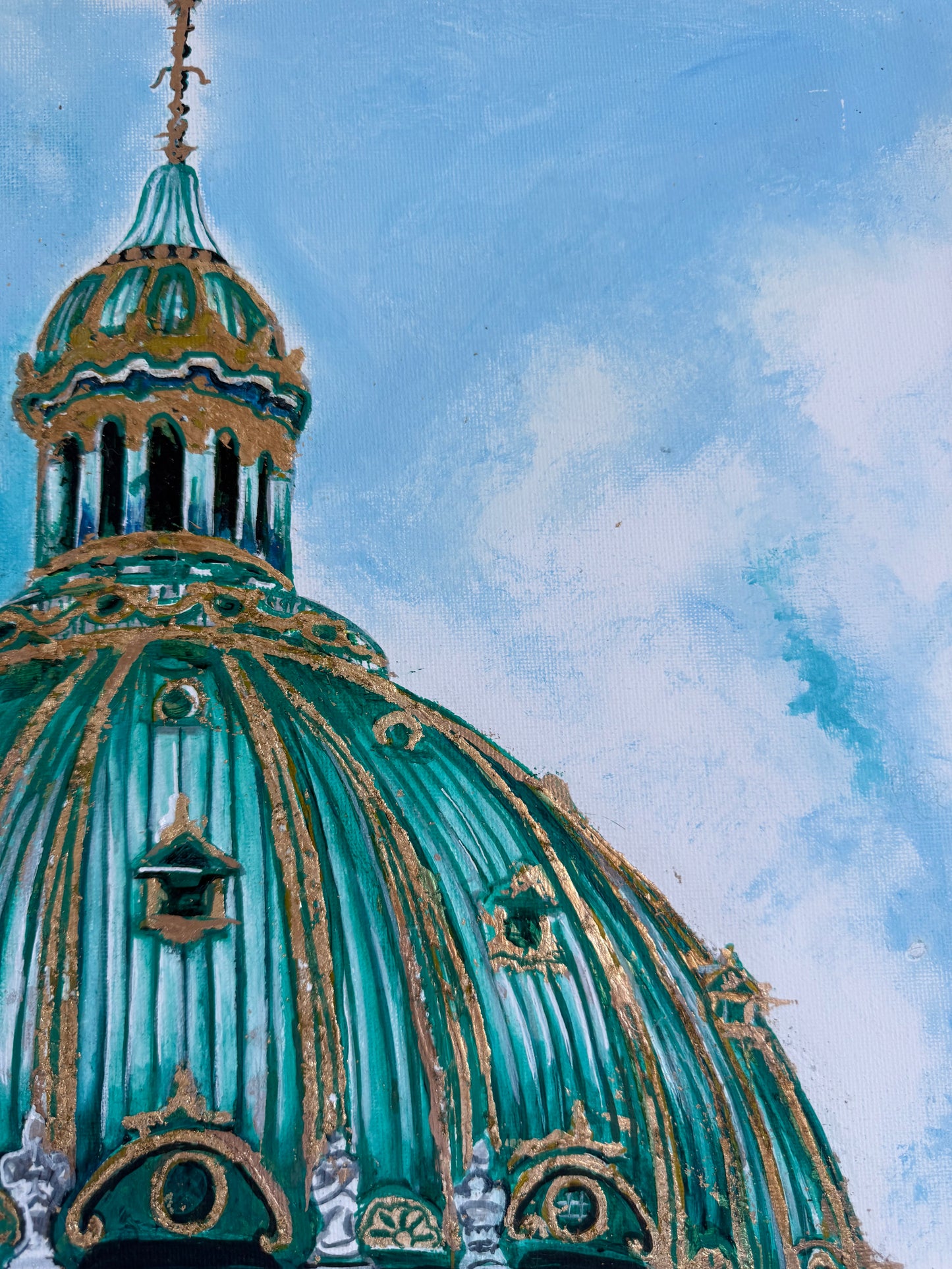 Copenhagen Crown” — Original Painting with 24K Gold Leaf